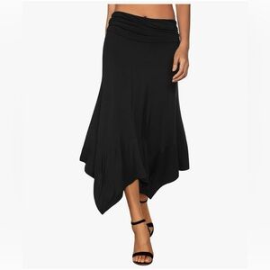 Margaret O'Leary Black Midi Asymmetrical Handkerchief Skirt LIKE NEW. Size S